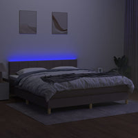 Letto a Molle con Materasso e LED Tortora 180x200 cm in Tessuto cod mxl 60308