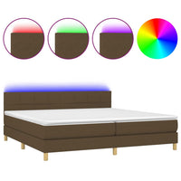 Letto a Molle Materasso e LED Marronescuro 200x200cm in Tessuto 3133744