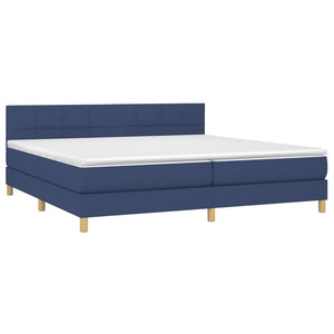 Letto a Molle Materasso e LED Blu 200x200cm in Tessuto 3133747