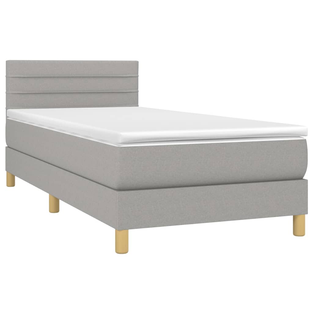 Letto a Molle Materasso e LED Grigio Chiaro 90x190 cm Tessuto 3133757