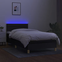 Letto a Molle con Materasso e LED Nero 90x190 cm in Tessuto