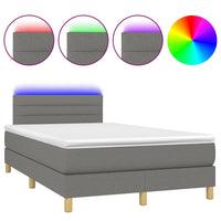 Letto a Molle Materasso e LED Grigio Scuro 120x200cm in Tessuto cod mxl 59185