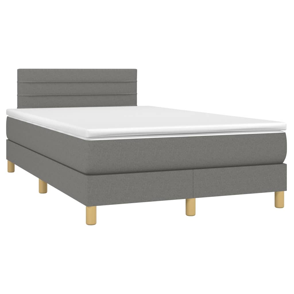 Letto a Molle Materasso e LED Grigio Scuro 120x200cm in Tessuto cod mxl 59185