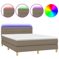 Letto a Molle con Materasso e LED Tortora 140x190 cm in Tessutocod mxl 122764