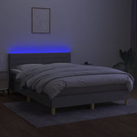 Letto a Molle Materasso e LED Grigio Chiaro 140x200 cm Tessutocod mxl 74833