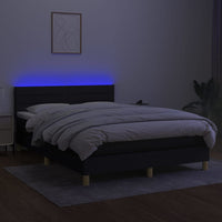 Letto a Molle con Materasso e LED Nero 140x200 cm in Tessuto 3133799