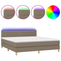 Letto a Molle con Materasso e LED Tortora 160x200 cm in Tessuto 3133809