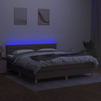 Letto a Molle con Materasso e LED Tortora 160x200 cm in Tessuto 3133809
