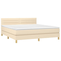 Letto a Molle con Materasso e LED Crema 160x200 cm in Tessuto cod mxl 66018
