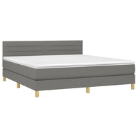 Letto a Molle Materasso e LED Grigio Scuro 180x200cm in Tessuto 3133814