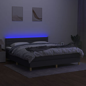 Letto a Molle Materasso e LED Grigio Scuro 180x200cm in Tessuto 3133814