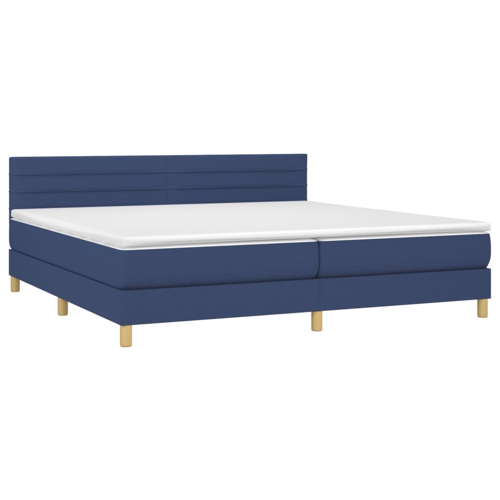 Letto a Molle Materasso e LED Blu 200x200cm in Tessuto 3133827