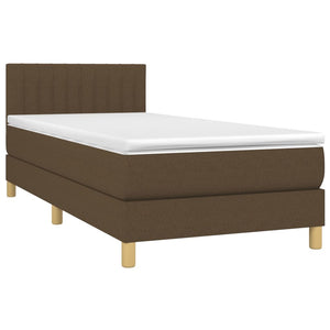Letto a Molle Materasso e LED Marrone Scuro 90x190cm in Tessuto 3133840