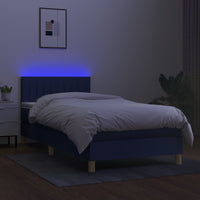 Letto a Molle con Materasso e LED-Struttura Letto con Materasso Blu 100x200cm in Tessuto 752844