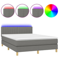 Letto a Molle Materasso e LED Grigio Scuro 140x200cm in Tessuto cod mxl 64587