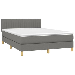 Letto a Molle Materasso e LED Grigio Scuro 140x200cm in Tessuto cod mxl 64587