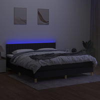 Letto a Molle con Materasso e LED Nero 160x200 cm in Tessuto 3133887