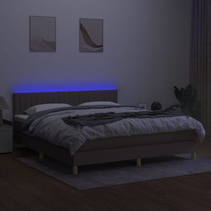 Letto a Molle con Materasso e LED Tortora 180x200 cm in Tessuto 3133897