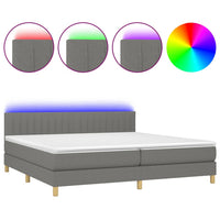 Letto a Molle Materasso e LED Grigio Scuro 200x200cm in Tessuto cod mxl 57743