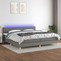Letto a Molle Materasso e LED Grigio Scuro 200x200cm in Tessuto cod mxl 57743