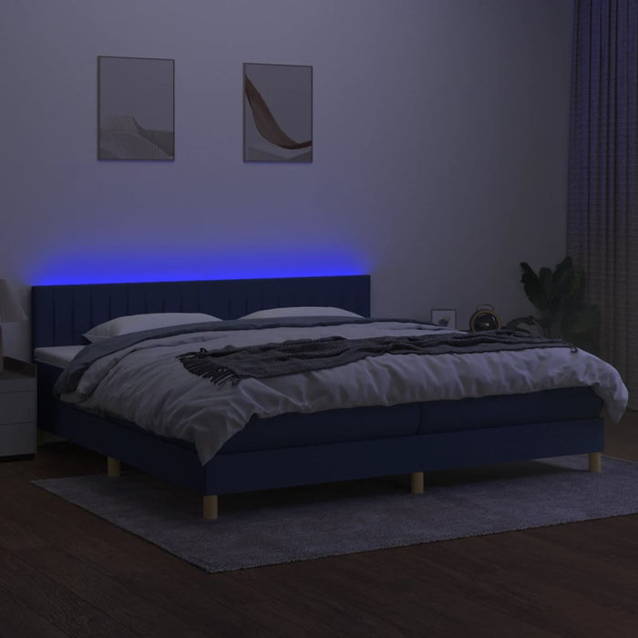 Letto a Molle Materasso e LED Blu 200x200cm in Tessuto 3133907