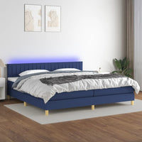 Letto a Molle Materasso e LED Blu 200x200cm in Tessuto 3133907