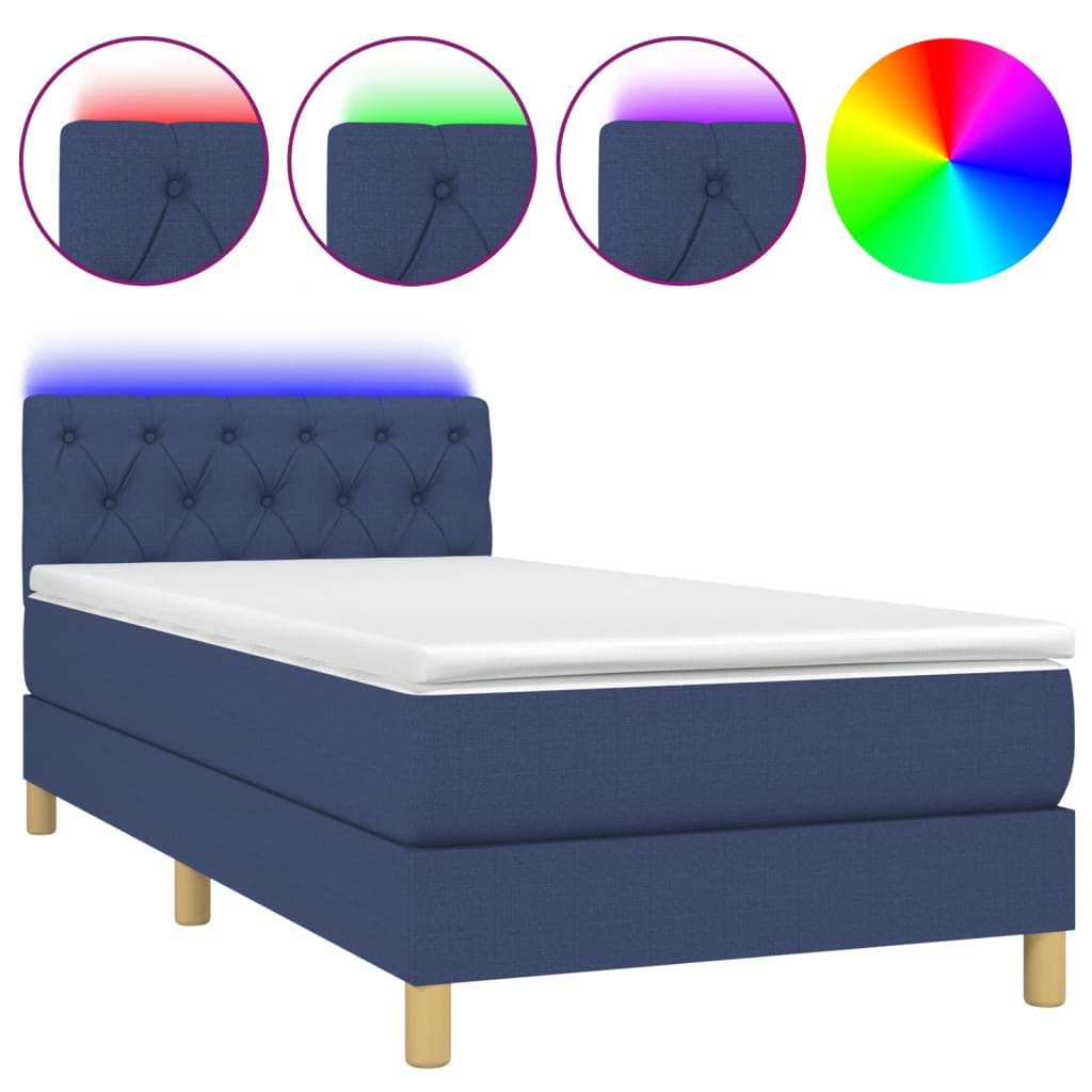 Letto a Molle con Materasso e LED-Struttura Letto con Materasso Blu 80x200 cm in Tessuto 816904
