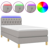 Letto a Molle Materasso e LED Grigio Chiaro 90x190 cm Tessuto 3133917