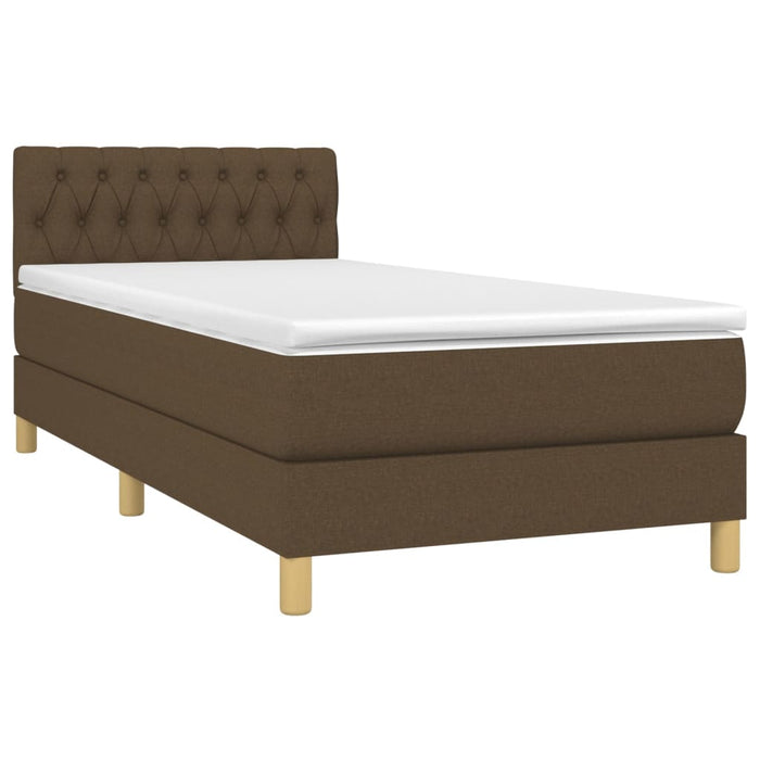 Letto a Molle Materasso e LED Marrone Scuro 90x190cm in Tessuto cod mxl 60338