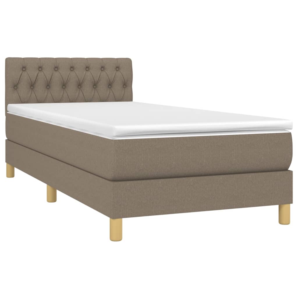 Letto a Molle con Materasso e LED-Struttura Letto con Materasso Tortora 90x200 cm in Tessuto 228642