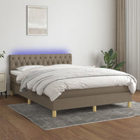 Letto a Molle con Materasso e LED Tortora 140x190 cm in Tessuto 3133953