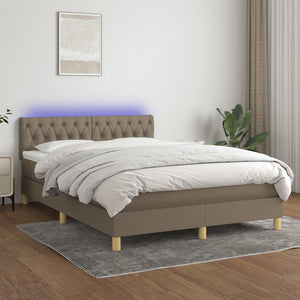 Letto a Molle con Materasso e LED Tortora 140x200 cm in Tessuto 3133961