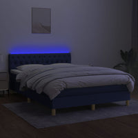 Letto a Molle con Materasso e LED Blu 140x200 cm in Tessuto 3133963