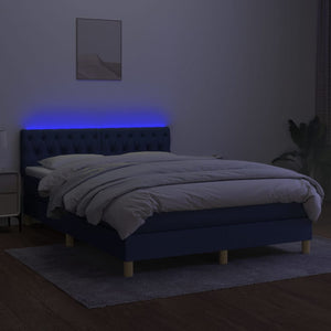 Letto a Molle con Materasso e LED Blu 140x200 cm in Tessuto 3133963