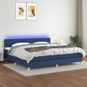 Letto a Molle Materasso e LED Blu 200x200cm in Tessuto cod mxl 62296