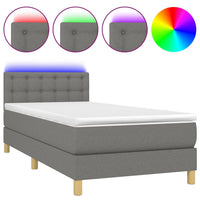 Letto a Molle Materasso e LED Grigio Scuro 80x200 cm in Tessuto 3133990