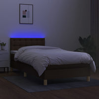 Letto a Molle Materasso e LED Marrone Scuro 90x190cm in Tessuto cod mxl 61252