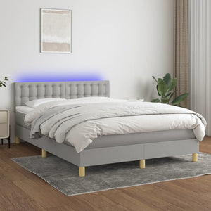 Letto a Molle Materasso e LED Grigio Chiaro 140x200 cm Tessuto 3134037