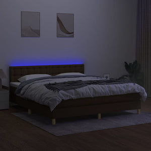 Letto a Molle Materasso e LED MarroneScuro 180x200cm in Tessuto cod mxl 43521