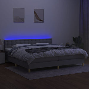 Letto a Molle Materasso e LED Grigio Chiaro 200x200 cm Tessuto 3134061