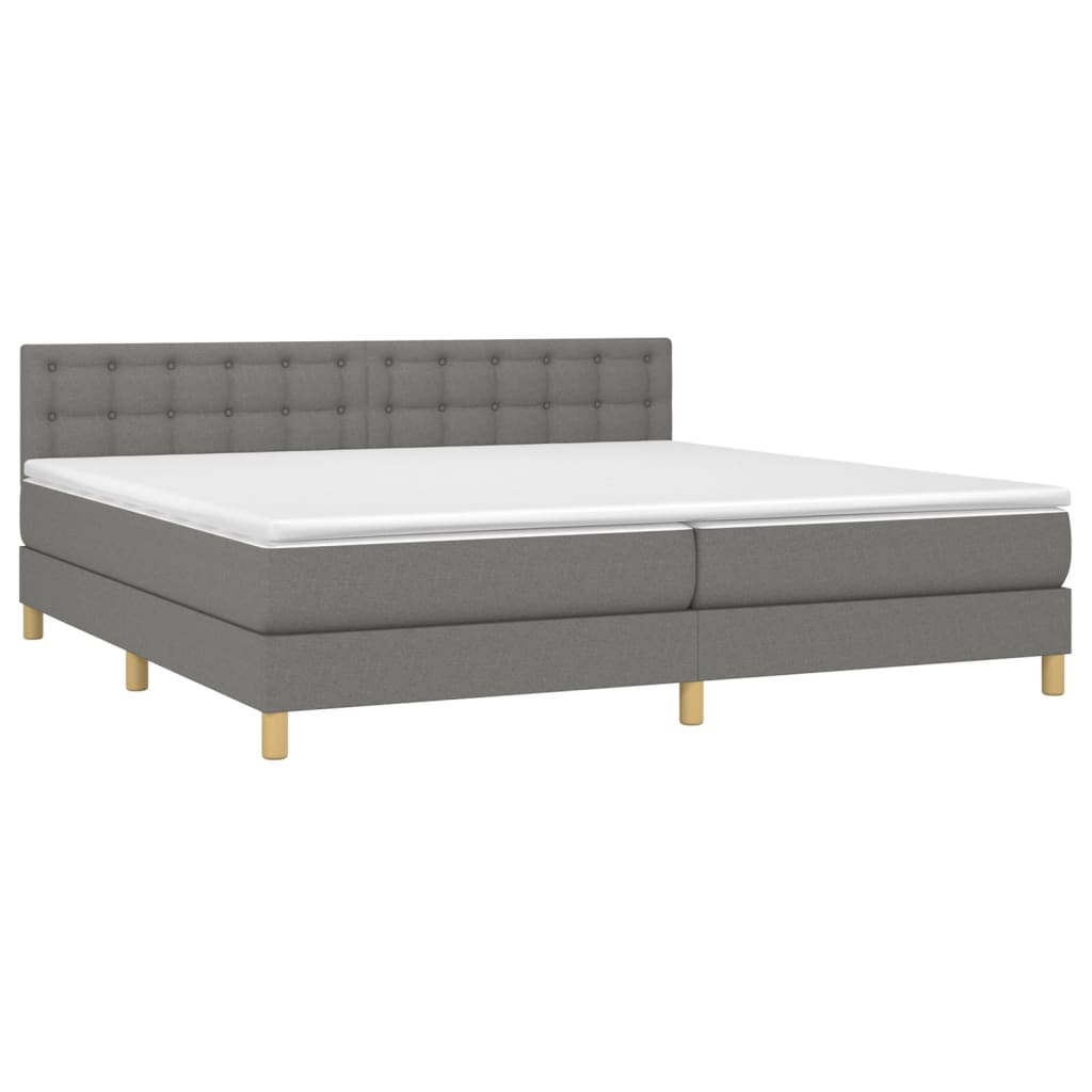 Letto a Molle Materasso e LED Grigio Scuro 200x200cm in Tessuto 3134062