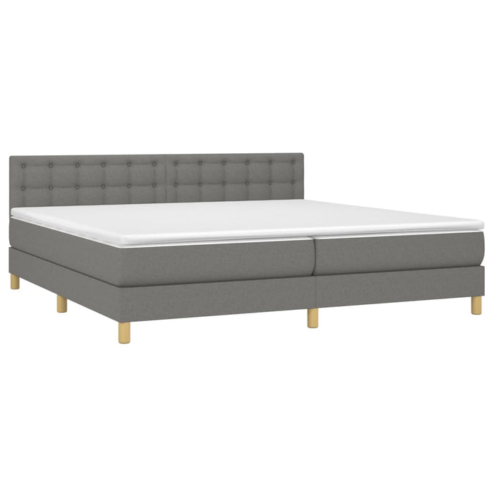 Letto a Molle Materasso e LED Grigio Scuro 200x200cm in Tessuto 3134062