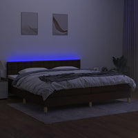 Letto a Molle Materasso e LED Marronescuro 200x200cm in Tessuto cod mxl 37385