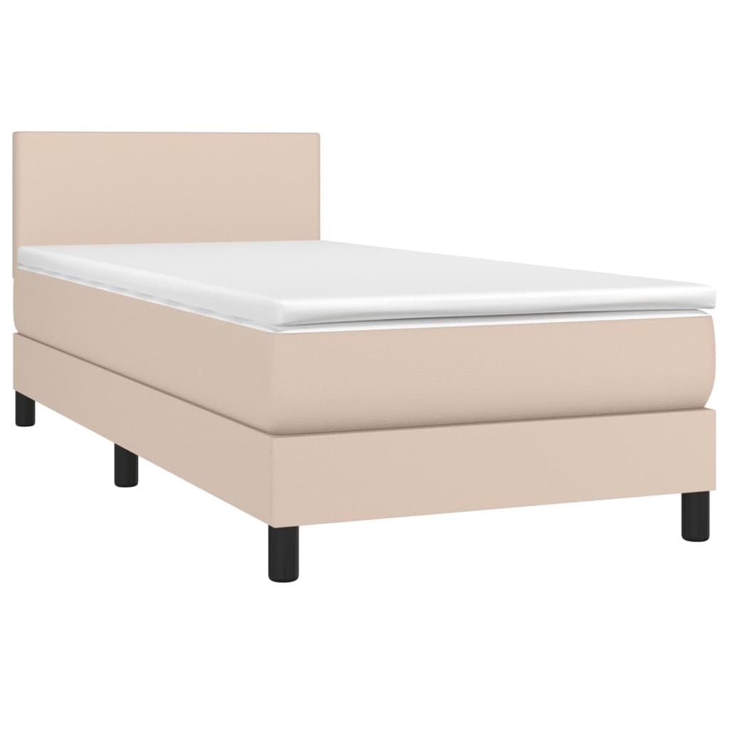 Giroletto Molle Materasso e LED Cappuccino 80x200 cm Similpelle 3134074