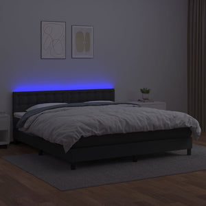 Giroletto a Molle con Materasso e LED Nero 160x200cm Similpelle 3134231