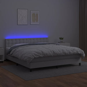 Giroletto Molle con Materasso e LED Bianco 160x200cm Similpelle 3134232