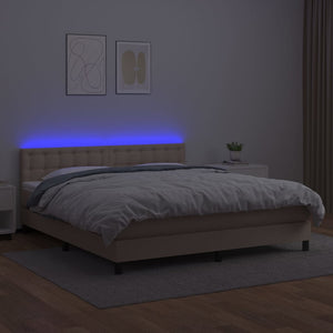 Giroletto Molle Materasso e LED Cappuccino 180x200cm Similpelle 3134242