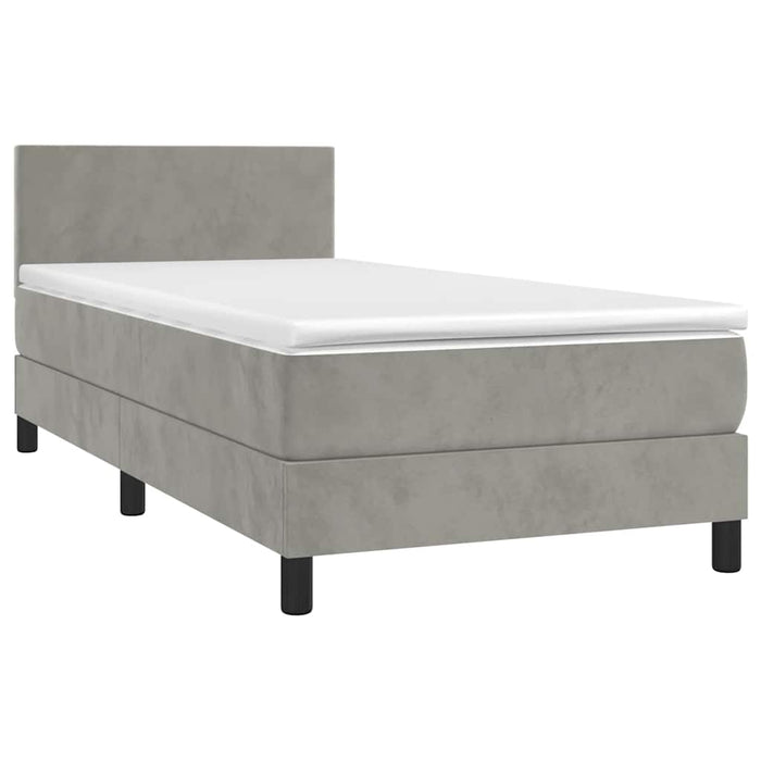 Letto a Molle con Materasso e LED-Struttura Letto con Materasso Grigio Chiaro 80x200 cm Velluto 867255