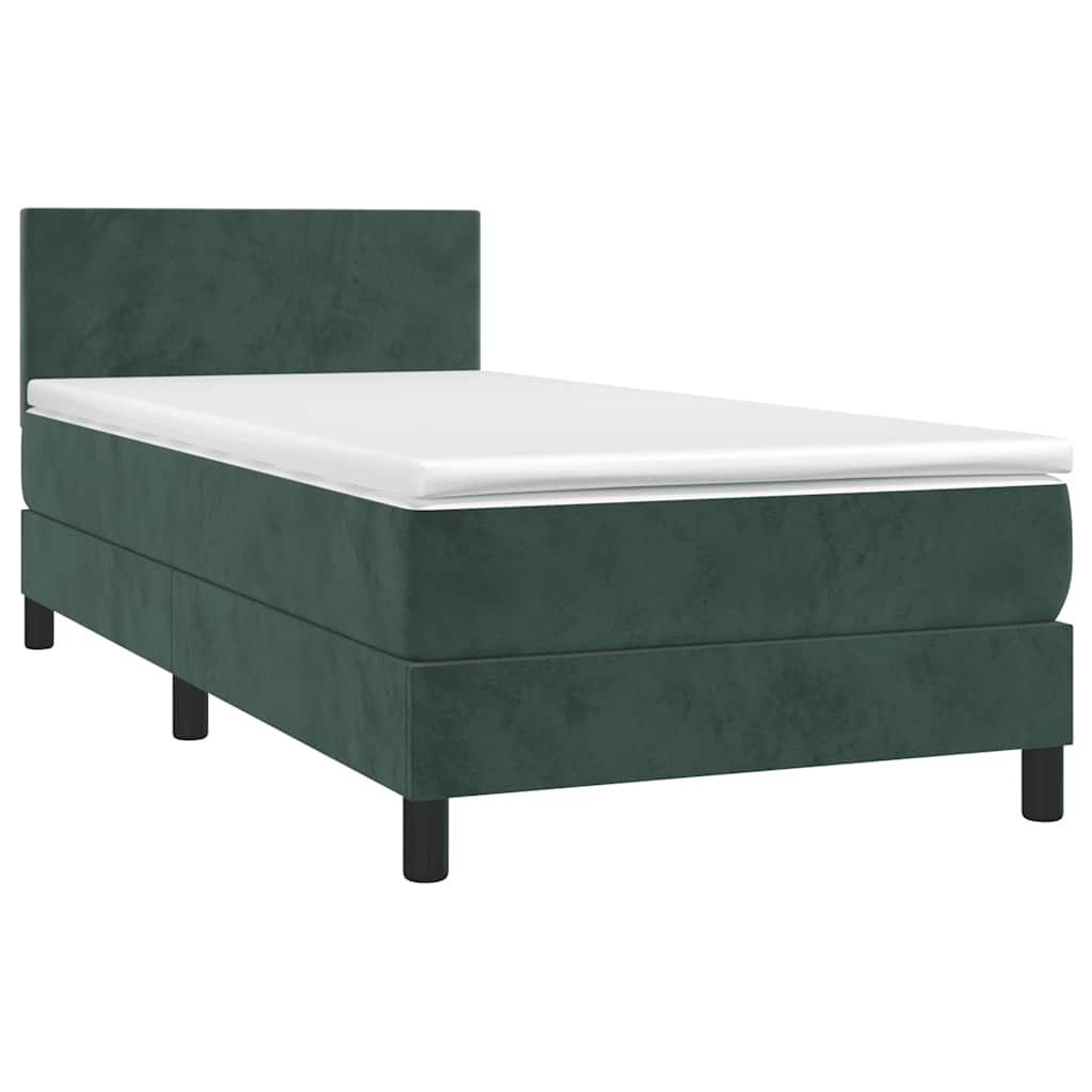 Letto a Molle con Materasso e LED-Struttura Letto con Materasso Verde Scuro 80x200cm Velluto 618087
