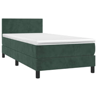 Letto a Molle con Materasso e LED-Struttura Letto con Materasso Verde Scuro 80x200cm Velluto 618087
